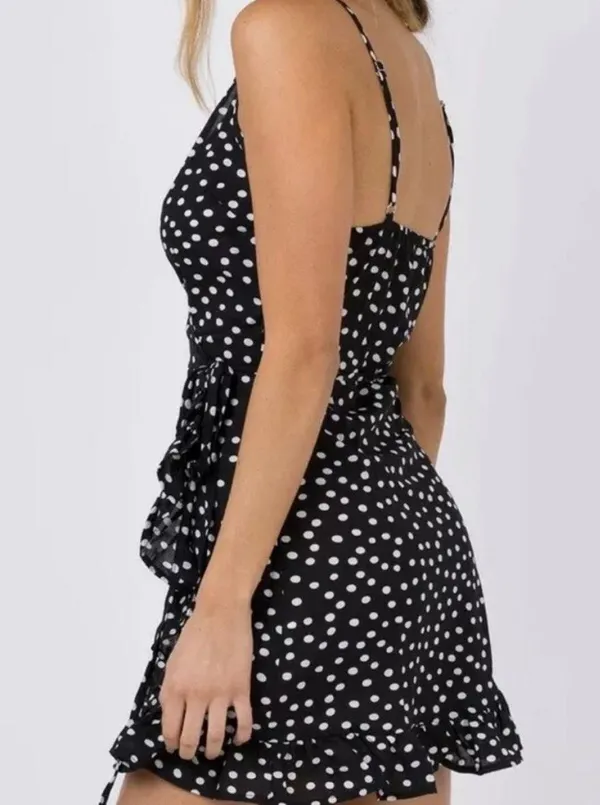 Princess Polly Her Jewel Mini Wrap Dress Polka Dot Adjustable Spaghetti Straps 4 - Image 3