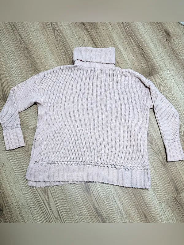 Aerie‎ Chenille Oversized Turtleneck Sweater Womens XS Blush Pink Soft Knit - Image 2