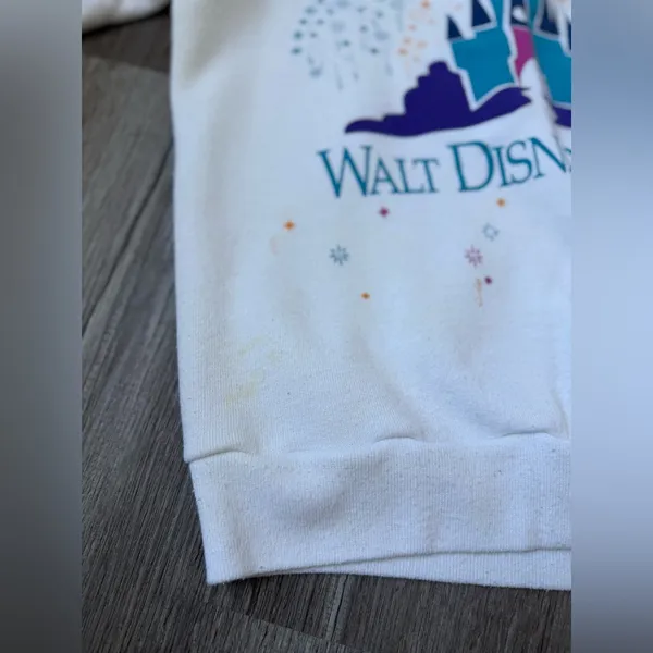 VTG 90s DISNEY DESIGNS Walt Disney World Mickey Sweatshirt Rare White Crewneck S - Image 3