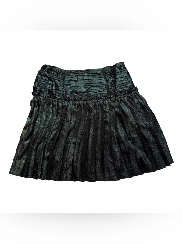 ANTHROPOLOGIE CURRENT AIR Women’s Black Opal Iridescent Pleated Skirt Size M - Image 2