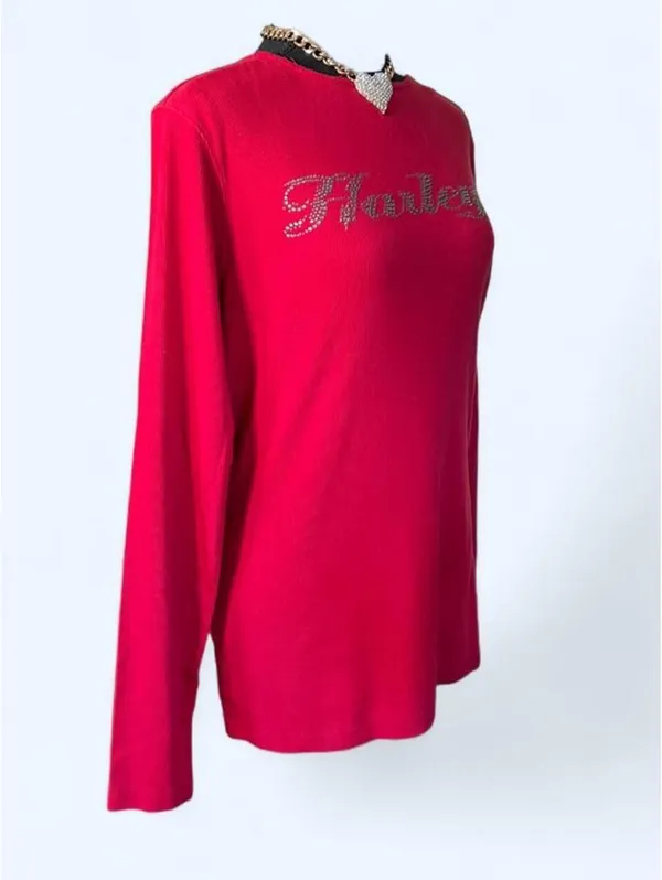Vintage Y2K Harley Davidson McBling Rhinestone Long Sleeve Top Size Medium - Image 3