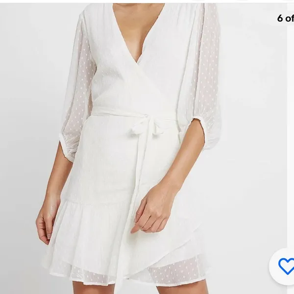 All Saints Jade Off‎ White Ruffle Swiss Dot Wrap Mini Dress - Image 5