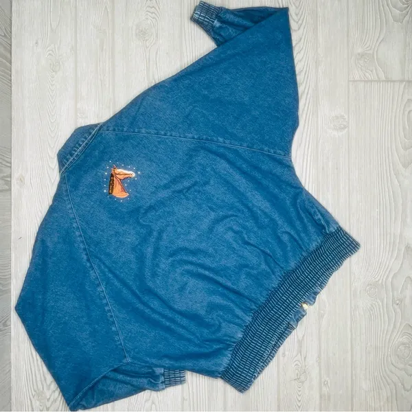 Vintage cotton denim Jean jacket horse / ranch / cowgirl theme embroidered patch - Image 10