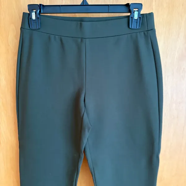 Theory Women's Ponte Knit Pants‎ Olive Green Pull-On Slim Leg Stretch Size S - Image 3