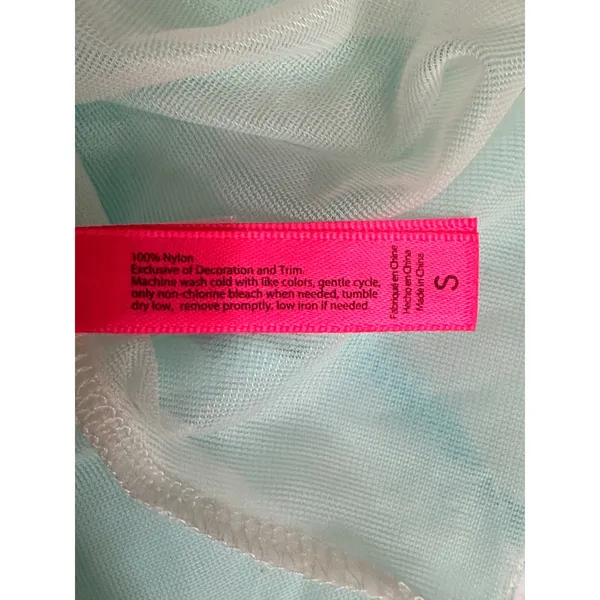 NWT Vintage Betsey Johnson Teal Tricot Nylon Babydoll Chemise Slip Dress Y2K S - Image 7
