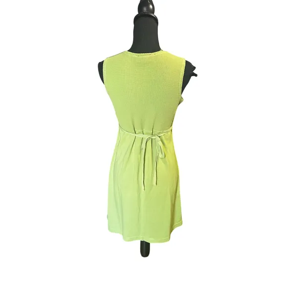 Metropolitan Lime Green Sleeveless Dress S Textured Chic Flowy - Image 4
