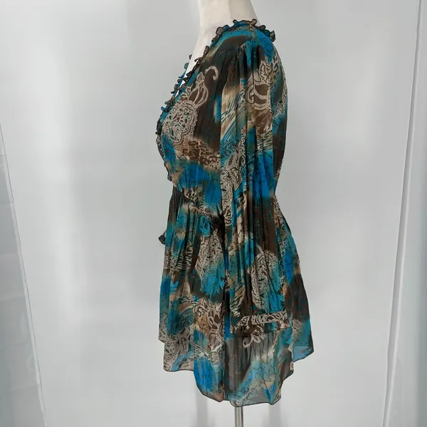 Notations Chiffon Y2K Babydoll Tunic Womens Top Sz L Y2K Boho Ruffle Festival - Image 6