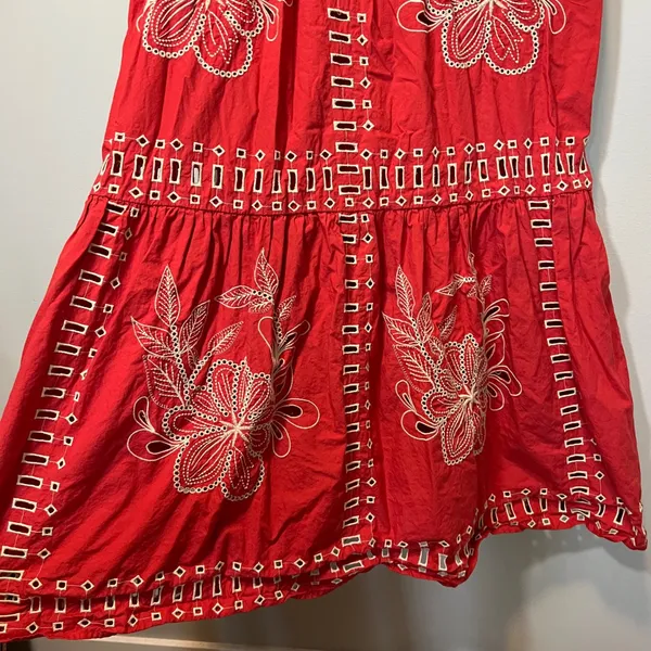 Rails Fawn Terracotta Embroidered Eyelet Midi Dress Red Orange Cotton Large - Image 4