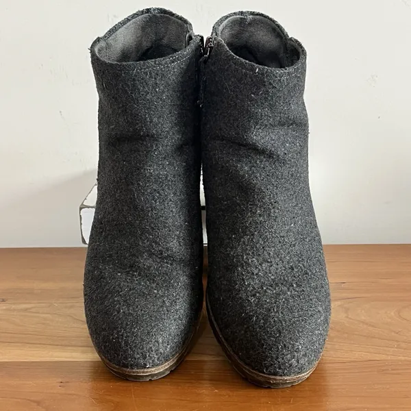 Dr Scholls Boots Womens‎ 7.5 M Darcy Casual Side Zip Wedge Bootie Gray Fabric - Image 3