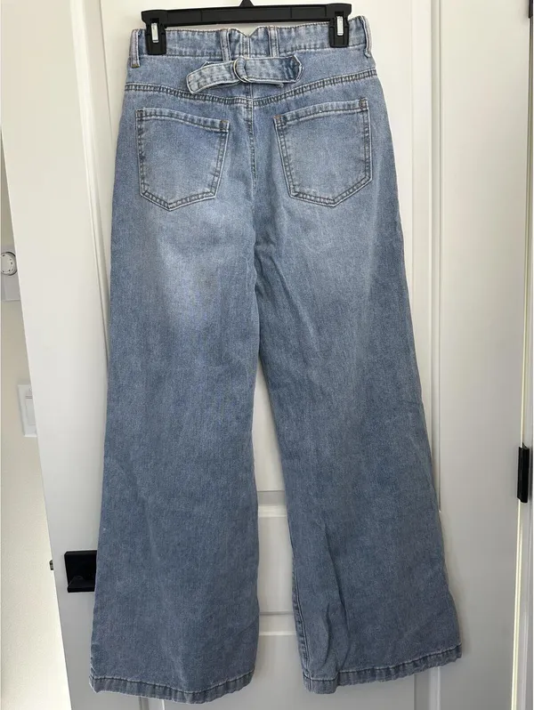 PTCL Utility High Waist Wide Leg Jeans Light Wash Indigo Size 25 - Image 7