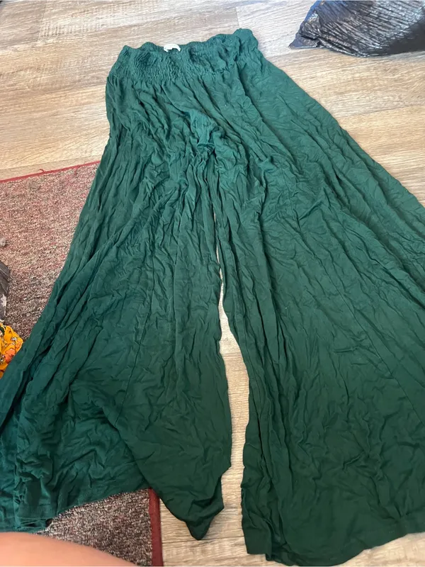 Earthbound Wide Leg Green Palazzo Pants - Image 4