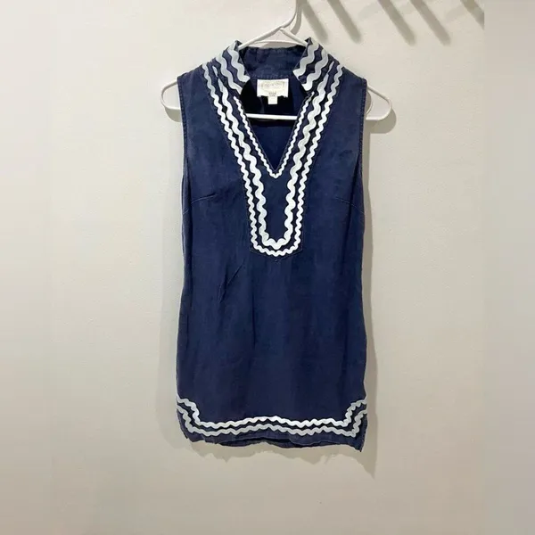 Anthropologie Women XS Sail to Sable Linen Dress Vacay European Coastal Chic - Image 9