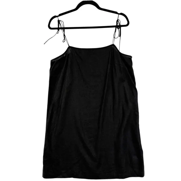 Old Navy L Black Linen Mini Dress Resort Party Goth LBD‎ Minimalist - Image 4
