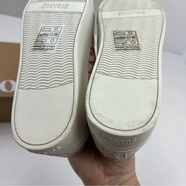 Soludos Hot Stuff Ibiza Platform Sneaker Womens Size 7 White‎ Multi Lace-Up NEW - Image 4