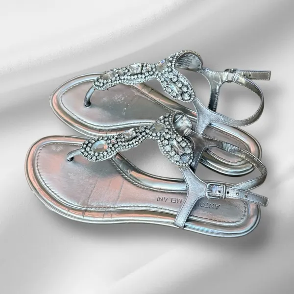 Antonio‎ Melani Silver Leather Embellished Sandals - Image 3