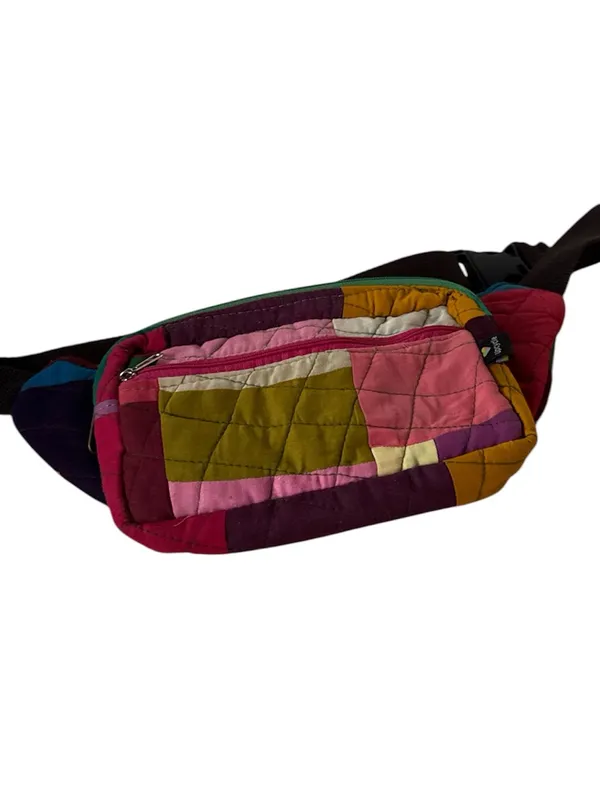 Upcyclie Colorblock Quilted Patchwork Crossbody Belt Bag - Image 2