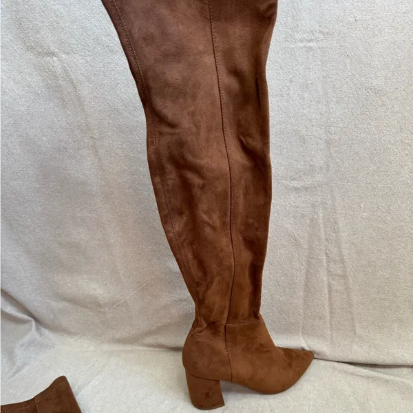 Steve Madden Women's Over the Knee Nifty Boots Brown Faux Suede Size 7M - Image 2