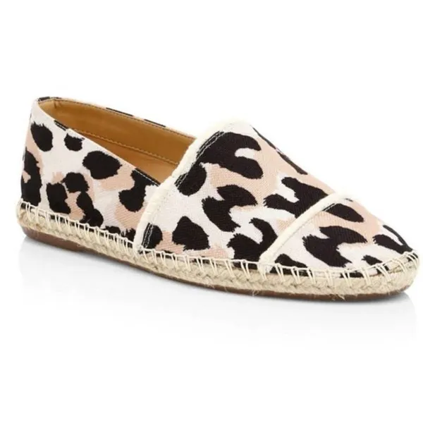 NEW Schutz Ohanna Printed Canvas Leopard Espadrilles Flat Slip On - Image 2