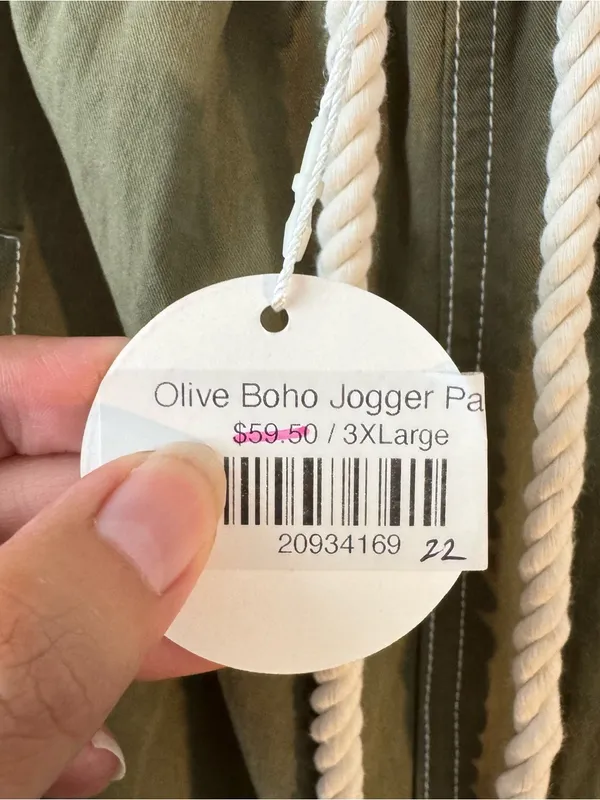 ODDI Los Angeles Olive Boho Balloon Jogger Pants Plus Size 3X Utility - Image 5