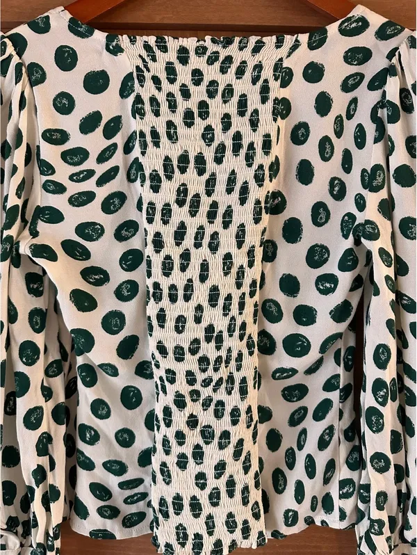 Reformation Calla Print Top Blouse In Tapioca Polka Dot Women’s size 2 - Image 13