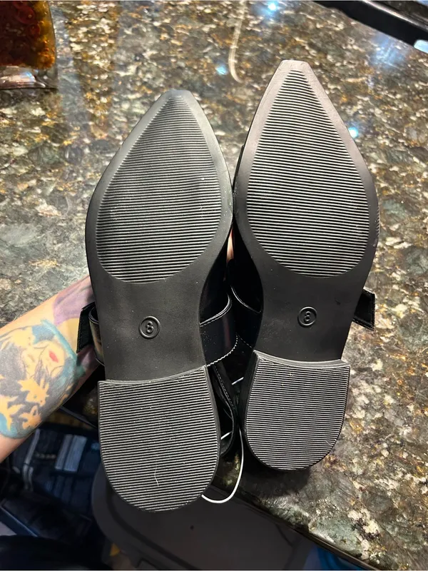 Size 8 Peyton Double Buckle black Slingback Flats by wild‎ fable alt punk rock - Image 6