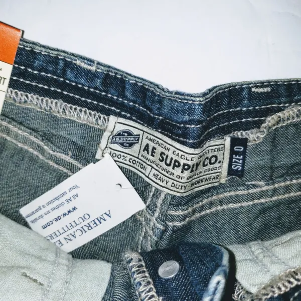 NEW‎ American Eagle Womens 0 XXS XS Cargo Shorts Dark Denim Jean VTG 00's NWT - Image 3