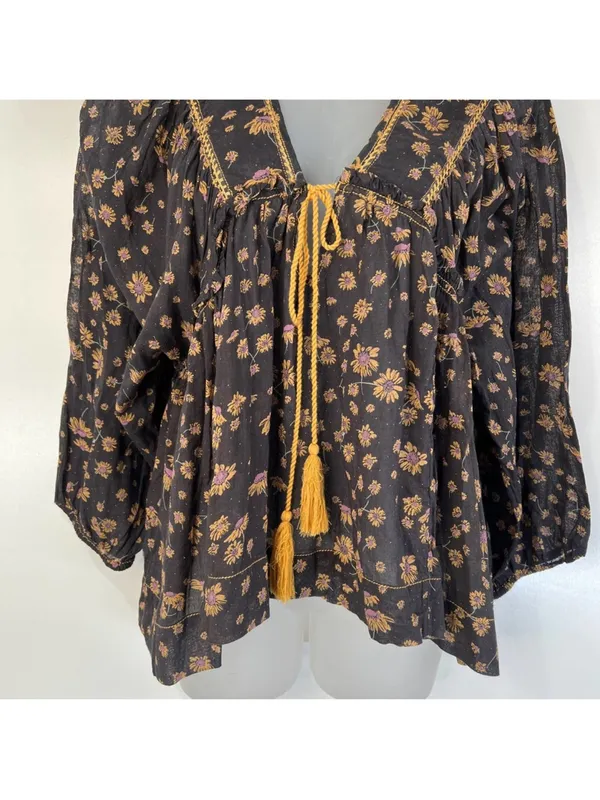 $98 Free People Never A Dull Moment Peasant Blouse S - Image 11