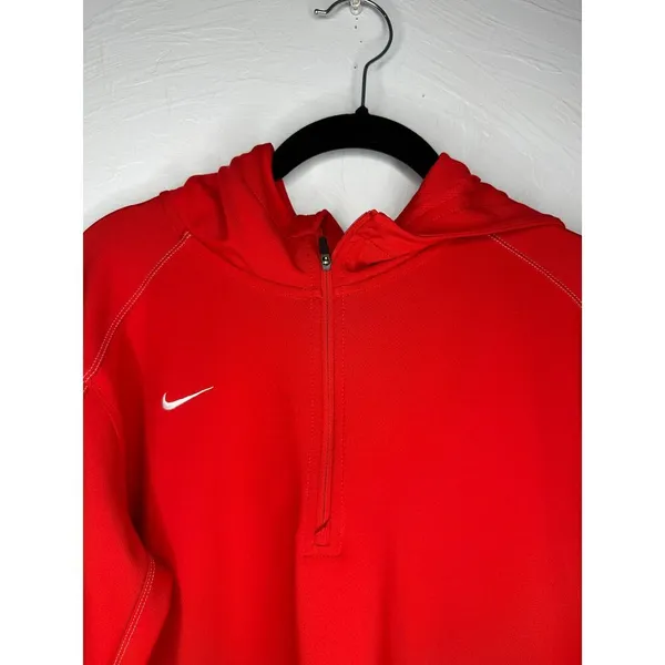 Nike Dri-Fit Quarter Zip Hoodie Pullover Women's Size Medium Red Hooded Active - Image 3