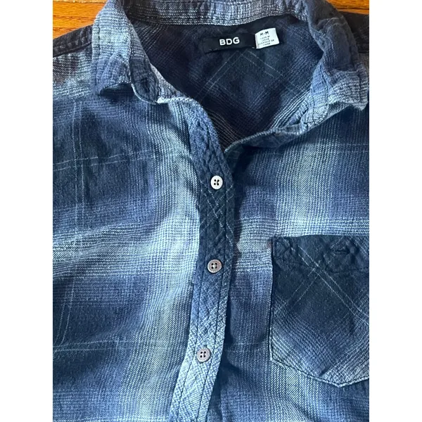 BDG Urban Outfitters Oversized Blue Plaid Flannel Shirt - Image 4