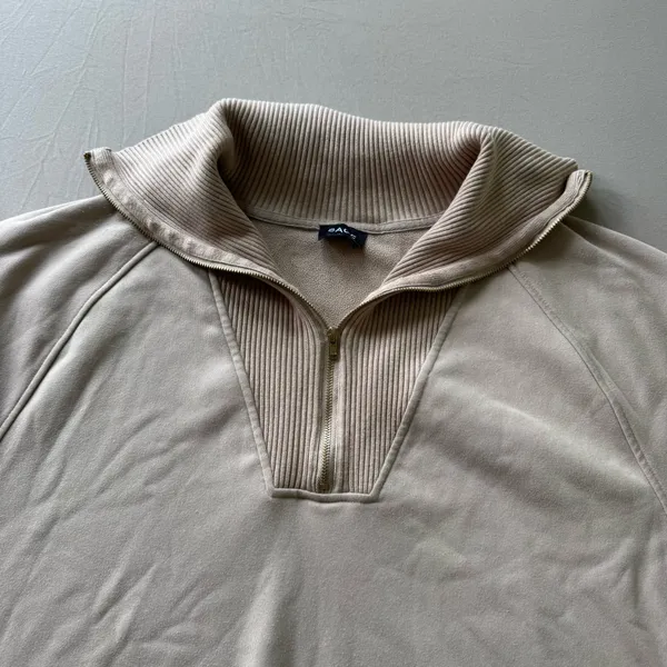 Sage Ribbed Trim Quarter Zip Sweatshirt - Image 3