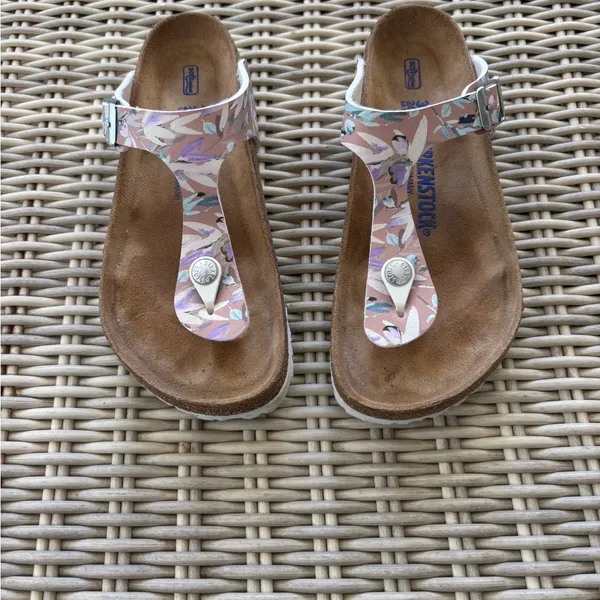 Birkenstock Gizeh Soft Footbed Floral Sandals 37 summer vacation beach‎ outdoors - Image 2