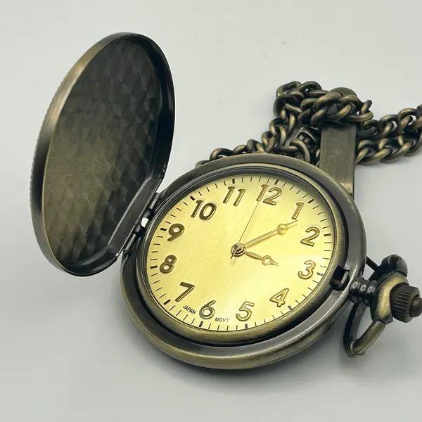 Grandpa Bronze Classic Analog Pocket Watch Working New Battery - Image 2