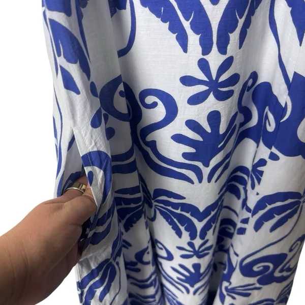 NEW Beach‎ Riot Rianne Printed Maxi Dress Blue White Tropical Resort Travel XS - Image 8