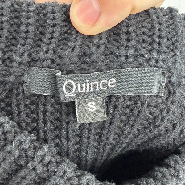 Quince Organic Cotton Fisherman Crewneck‎ Sweater Black Small - Image 3