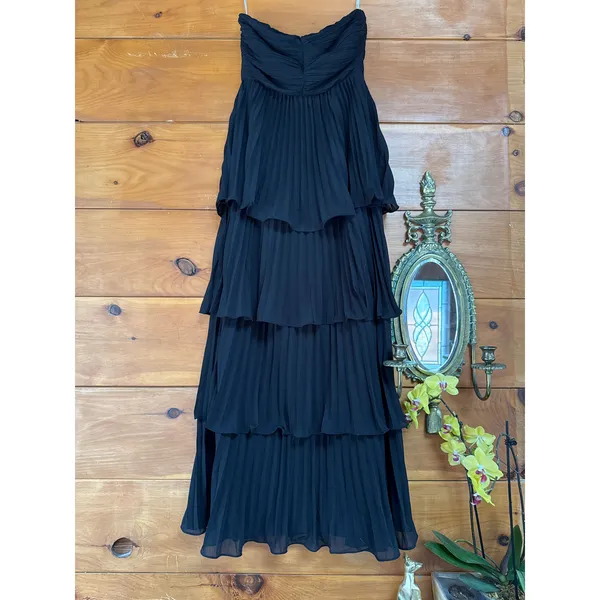 NWT Lulus Seriously Sensational Black Strapless Tiered Maxi Dress Wedding Size L - Image 3