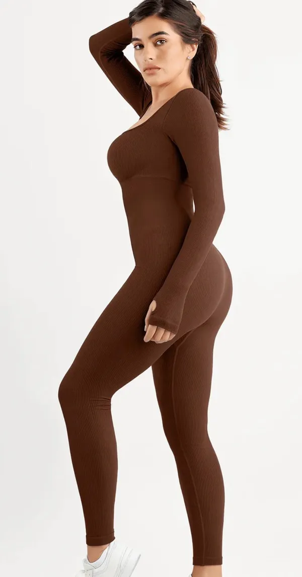 Shape-Wear Jumpsuit Square Neck Long Sleeve Butt Lift Size S - NWOT - Image 2
