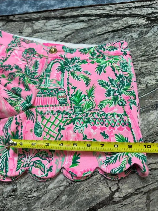 Lilly Pulitzer Pink & Green Scallop-Hem Shorts size 4 - Image 7