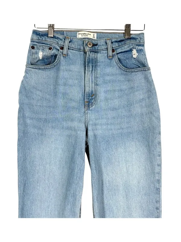 Abercrombie & Fitch the 90s Straight Ultra High Rise Distressed Jeans size 4 Lon - Image 4
