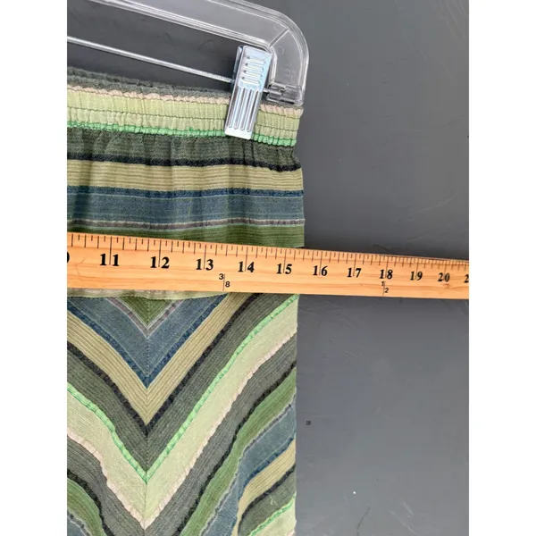Avatar Green Chevron Striped Boho Mini Skirt Ruffle Hem Elastic‎ Waist Womens S - Image 5