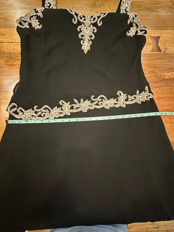 JKARA Beaded Gown Black Silver Sequin Evening Dress Formal Wedding Guest Plus 18 - Image 12