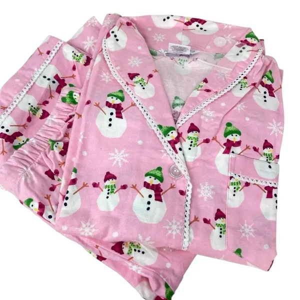THE COMPANY STORE Pink Snowman Cotton Pj’s Flannel Pajamas * NWOT - Image 9