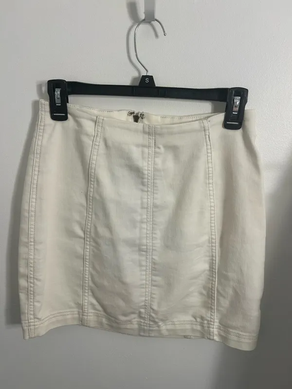 Free People White Bodycon Denim Skirt - Image 4
