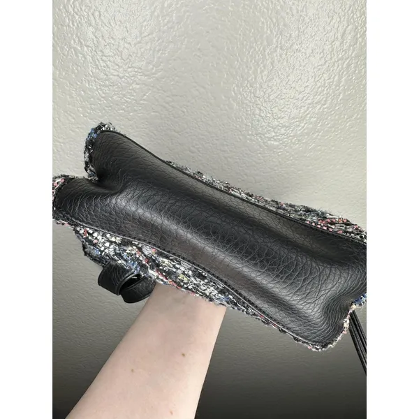 Juicy Couture Satchel Bag Womens Medium Multicolor Tweed Sequin Top Handle Lips - Image 8