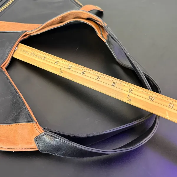 Reversible Vegan Leather Hobo Bag Black Brown Colorblock Slouchy Minimalist BOHO - Image 10