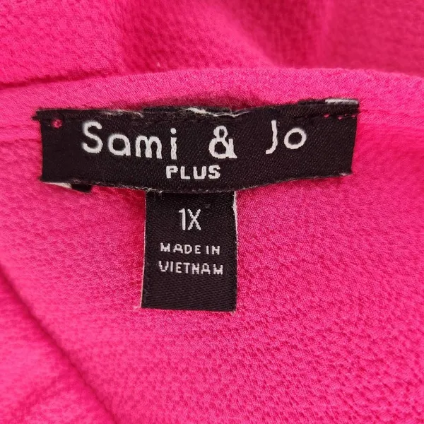 Sami & Jo Hot Pink Short Sleeve Blouse Size 1X Pink Blouse with Strappy Front - Image 7
