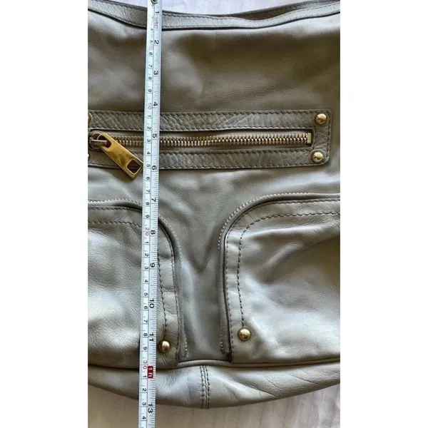 Vintage Marc Jacobs Christy Leather Gray Gold Handbag Iconic Shoulder Bag Purse - Image 8