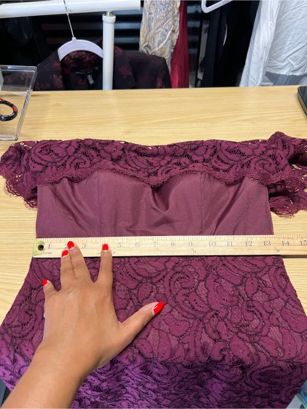 Jasmine Bridesmaids JB Burgundy Lace‎ Off Shoulder Dress NWT Size 6 - Image 15