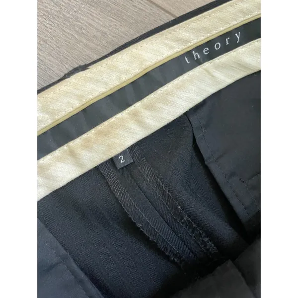 Theory Womens Black Flare Leg Pocket Trousers pinstripe Pants Size 2 - Image 3