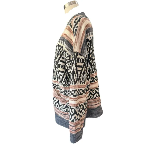 Lucky Brand Women's Southwest Aztec Cardigan Sweater Size Large Oversized boho - Image 5