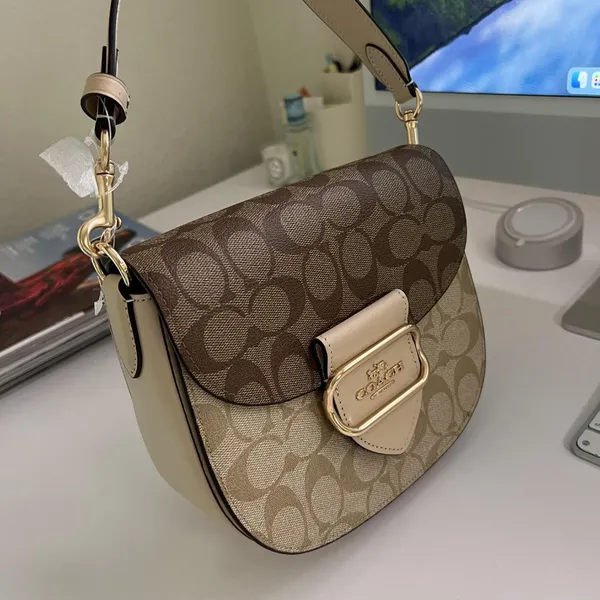 NWT Coach Morgan Saddle Bag In Blocked Signature Canvas ch507 - Image 7
